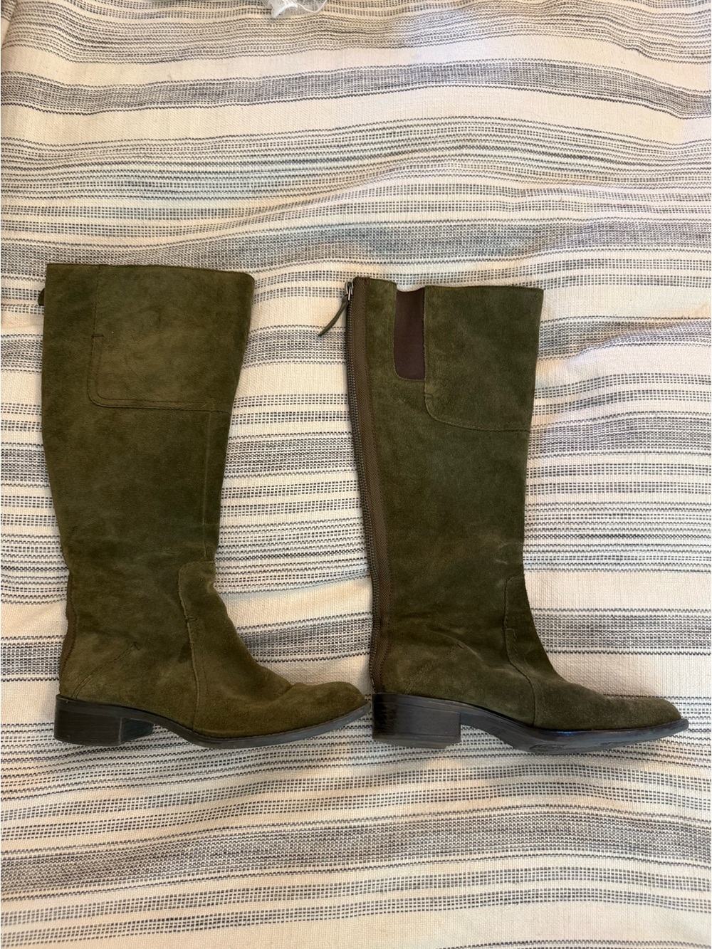 Franco Sarto Olive Suede Mid-Calf Heeled Boots